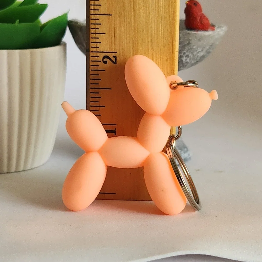 Salmon Balloon Dog Keychain Matte Resin Poodle Bag Charm Art‎ Toy Accessory